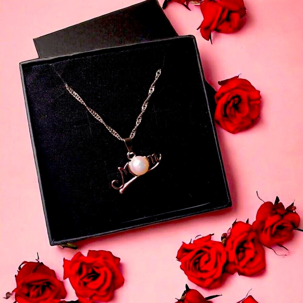 925 Sterling Silver Pearl Mom Necklace Gift For Mom